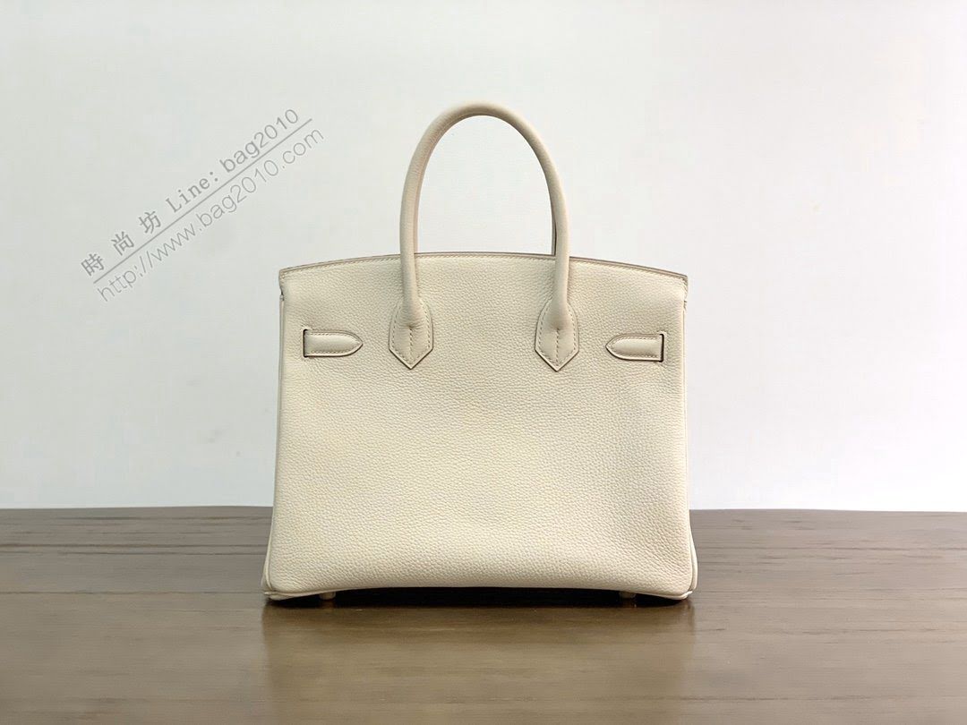 Hermesn鉑金女包 愛馬仕Birkin手提包 原廠Togo皮 奶昔白 全手工  am2211